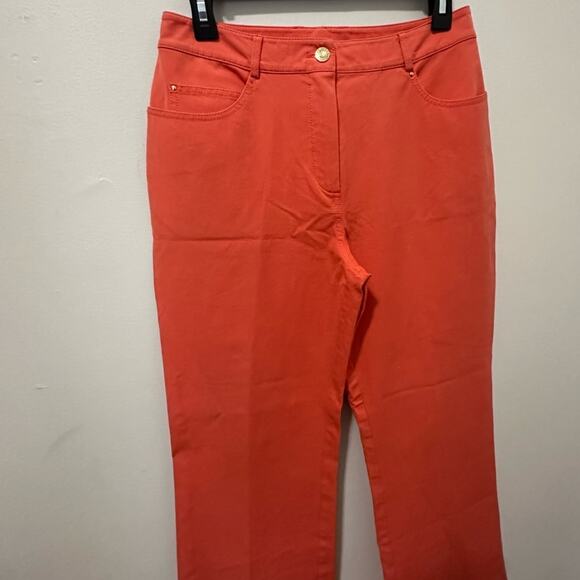 Vintage St. John Sport Marie Gray Coral Casual Pants sz US 8 High rise Wide leg - Picture 8 of 13